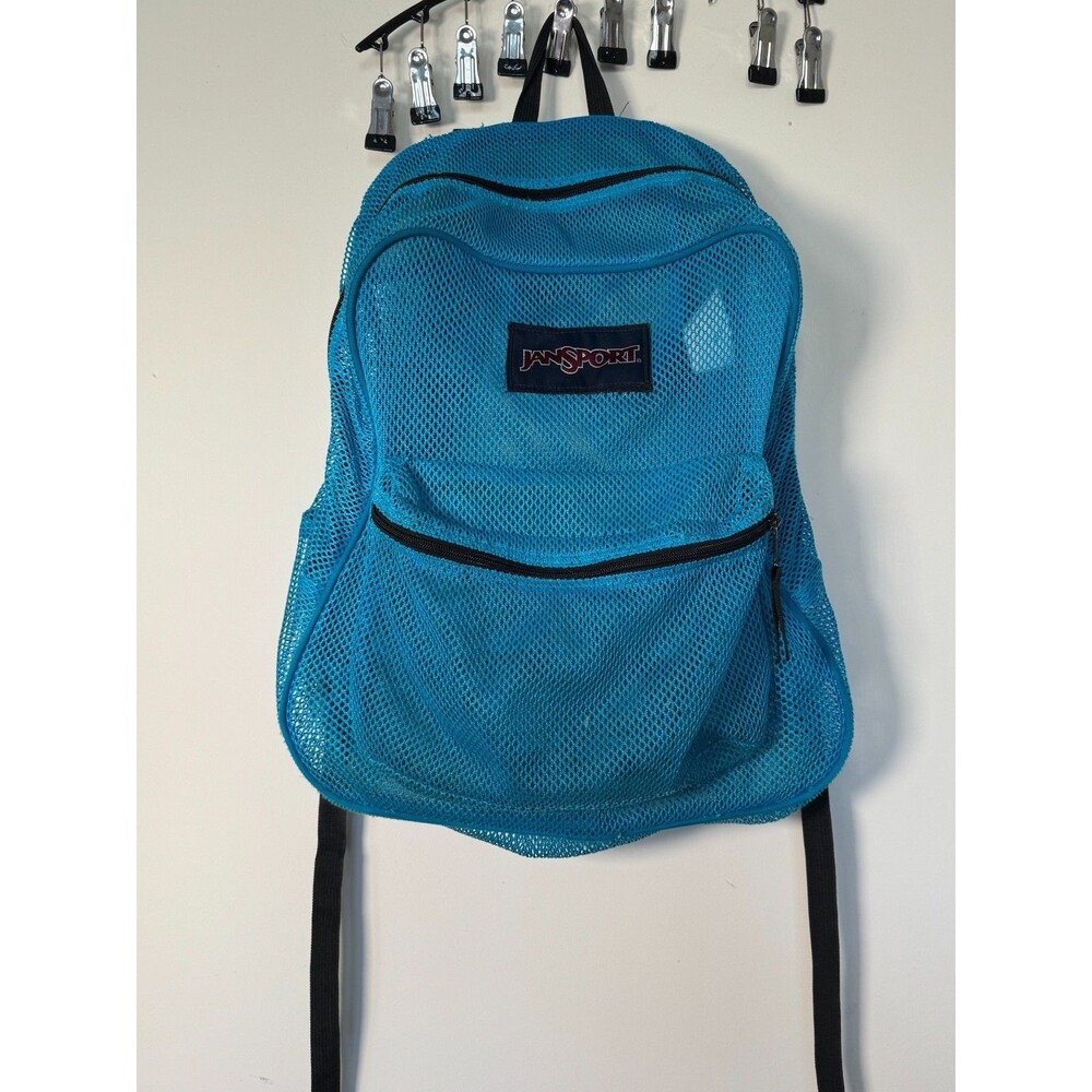 JanSport Blue Mesh Backpack Lightweight School Beach Pool Travel Bag